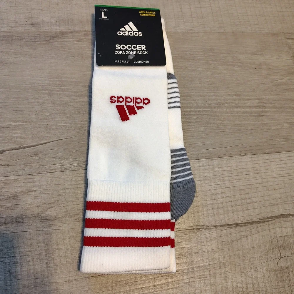 Adidas Soccer Copa Zone Cushion IV OTC Socks White Red Grey 5147293D Mens Large
